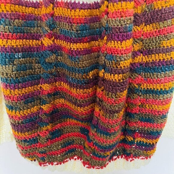 Chunky Hand Knit Cream Wool Crochet Cable Knit Icelandic  Fisherman Oversized 2X - Picture 8 of 9